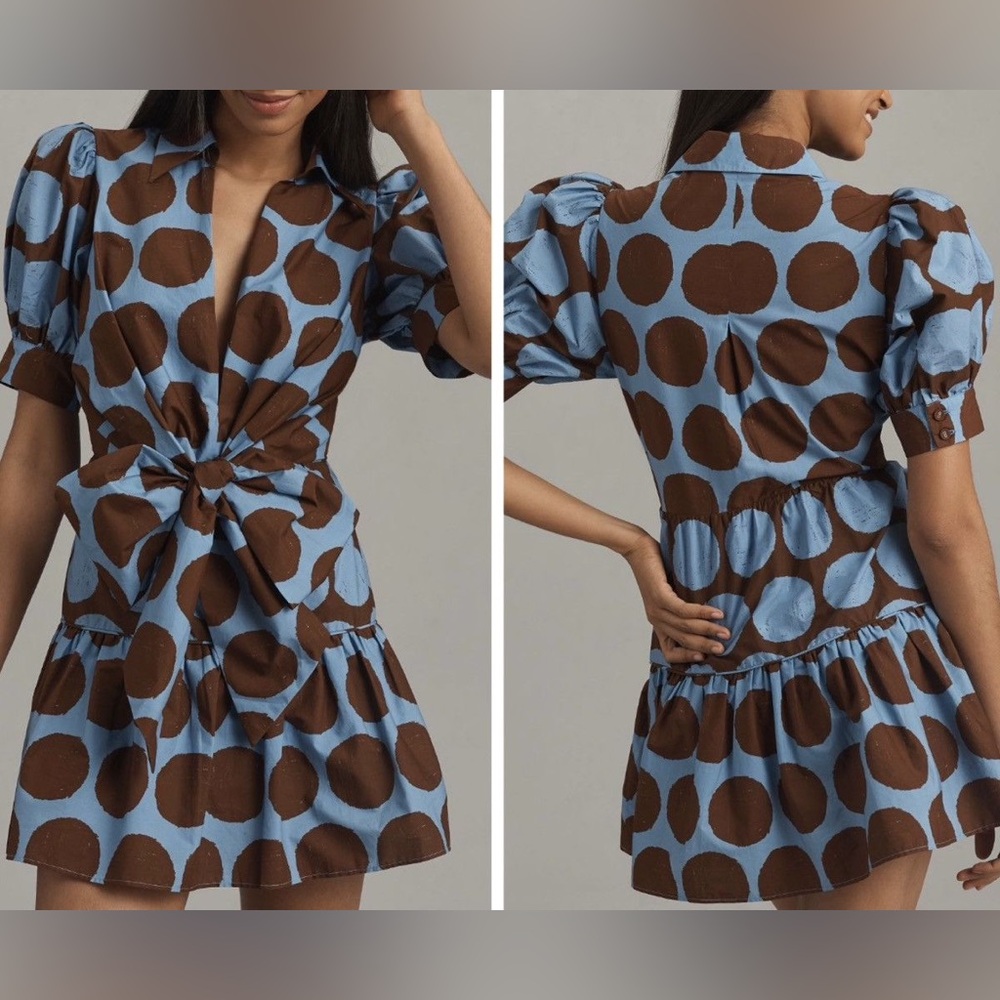 Farm Rio Anthropologie Bow-Front Mini Dress - Picture 2 of 11
